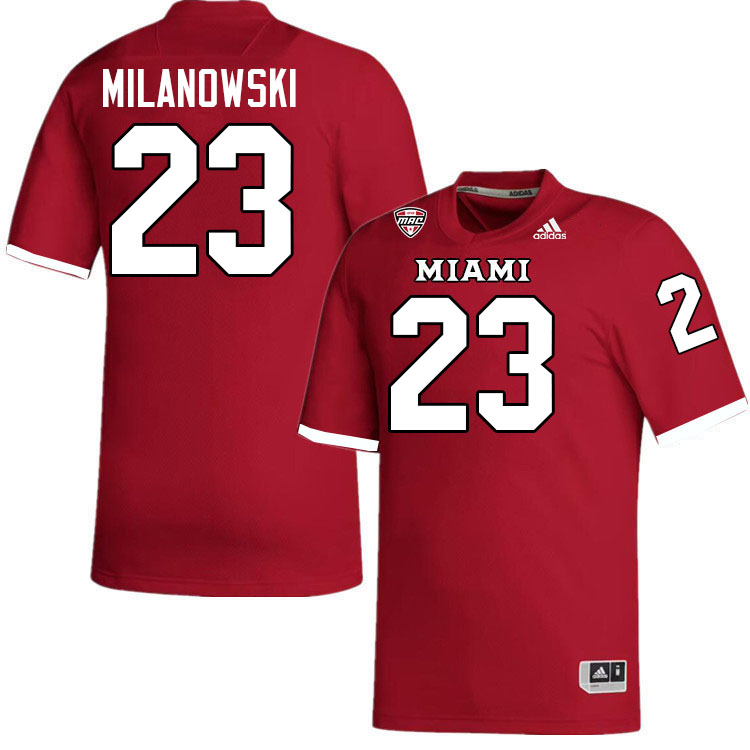 Miami University Redhawks #23 Nate Milanowski College Football Jerseys Stitched-Red